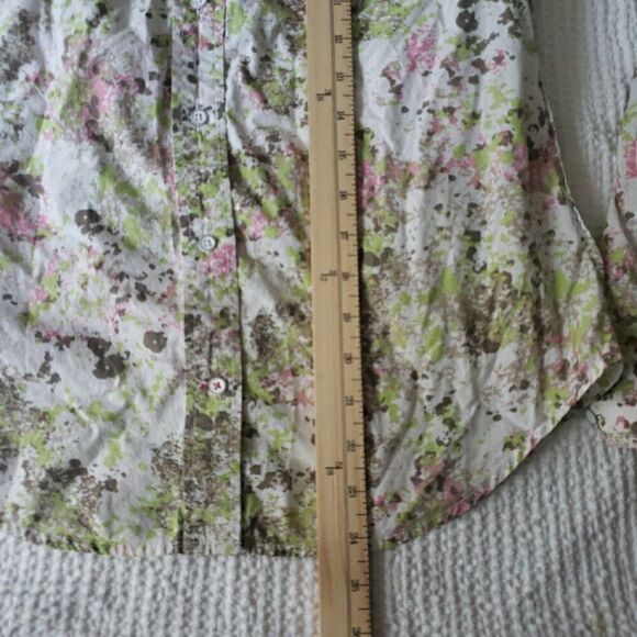 Eddie Bauer Shirt White Floral Button Front Long Sleeve Cotton Women's Size S - Picture 6 of 10